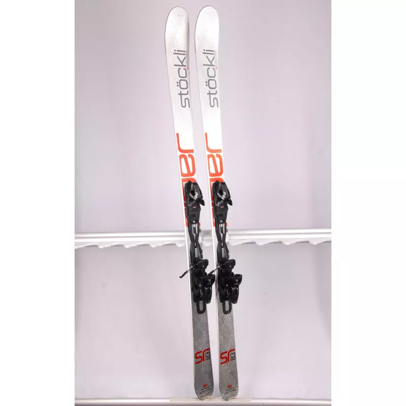 skis freeride STOCKLI STORMRIDER 83 SILV/RED, titan, woodcore, grip walk + Tyrolia 12 ( en PARFAIT état )