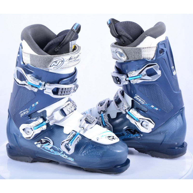 women's ski boots NORDICA TRANSFIRE R3R W, Blue/white, antibacterial, comfort fit, canting ( TOP condition )