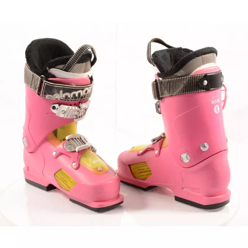 chaussures ski femme SALOMON FOCUS pink, AUTO CUSTOM SHELL, OVERSIZED LEVER, micro, macro