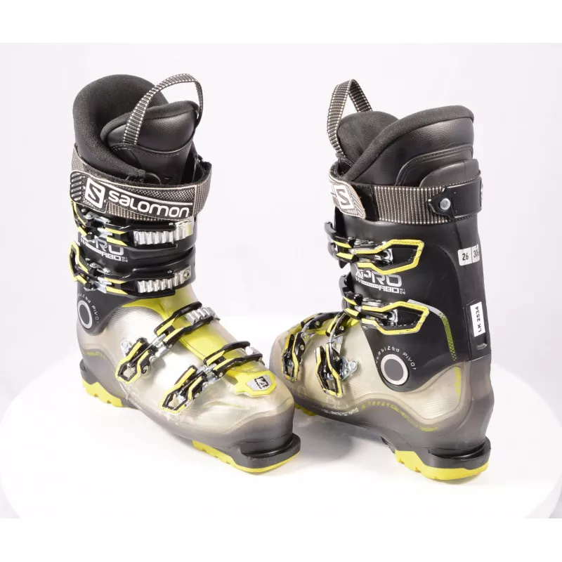 chaussures ski SALOMON X PRO R80 WIDE, BLACK/yellow, OVERSIZED PIVOT, EXTENDED lever, 3D buckle, micro, macro