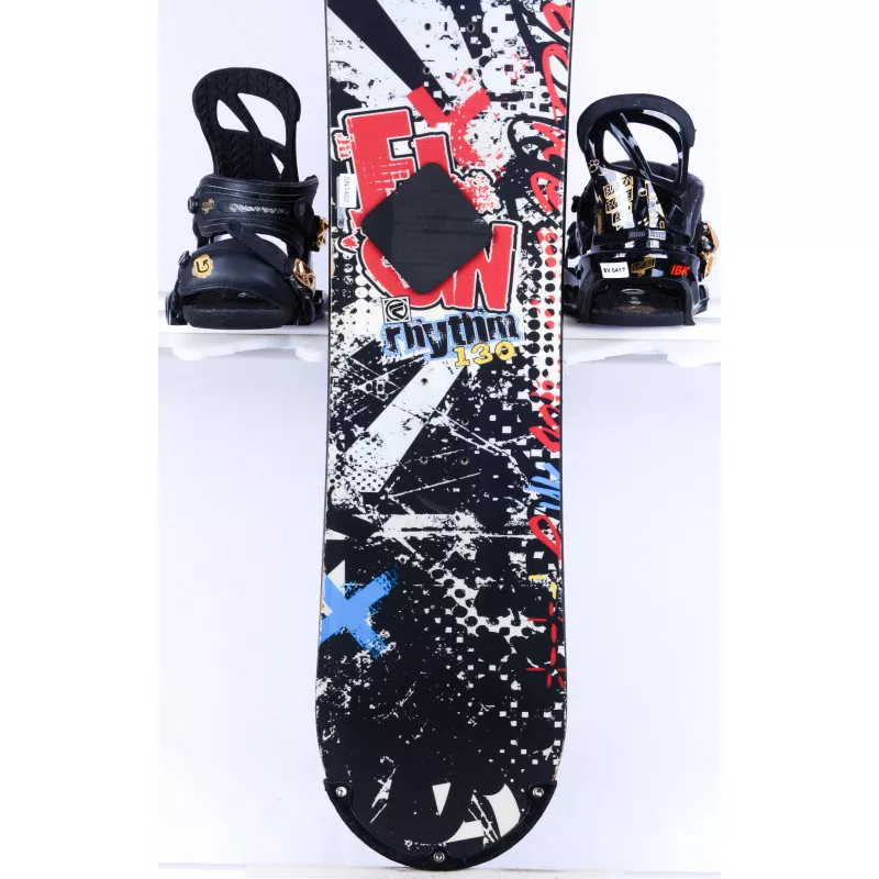 Kinder/Junior Snowboard FLOW RHYTHM, Black/white/red, WOODCORE, sidewall, HYBRID/rocker