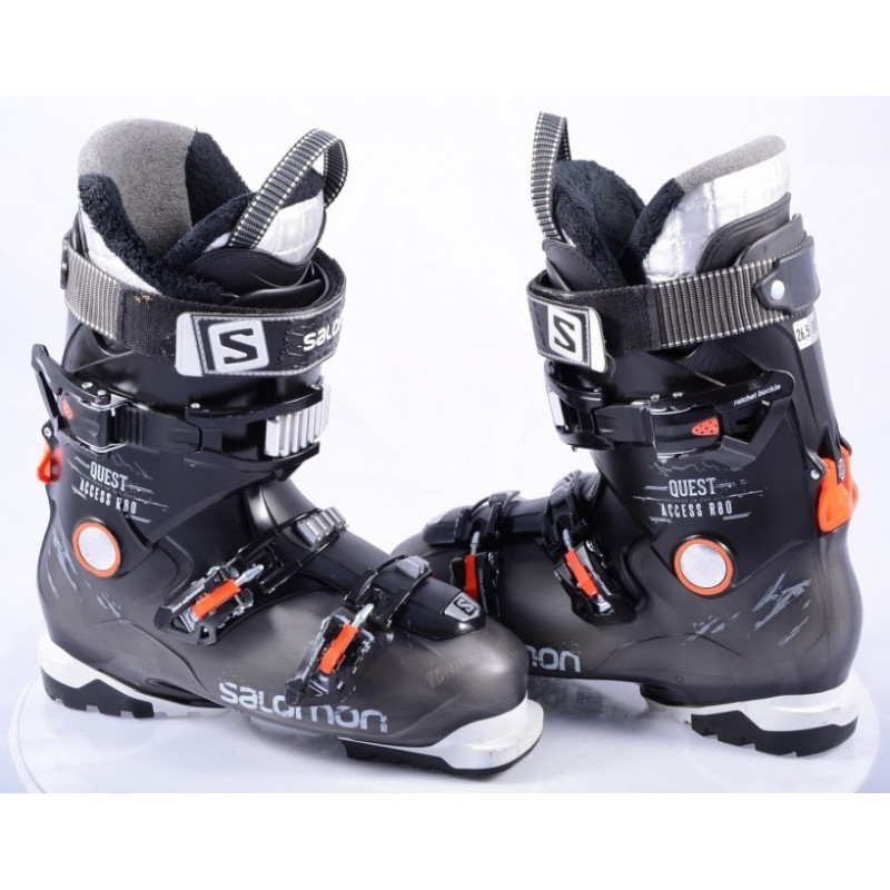ski boots SALOMON QUEST ACCESS R80 BLACK/orange, Ratchet buckle, SKI/WALK, micro, macro