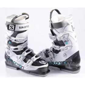botas esquí mujer SALOMON IDOL SPORT 85, calf adjuster, my custom fit, canting, white/black/turquoise