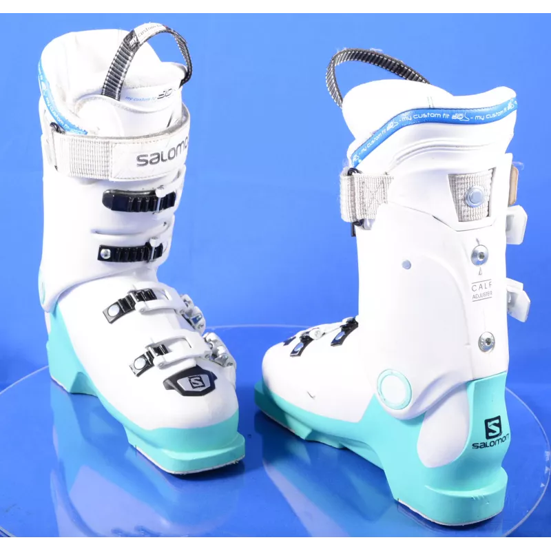 women's ski boots SALOMON X MAX 90 W, MY custom fit 3D, THERMO, OVERSIZED pivot, CUSTOM shell, WHITE/green ( TOP condition )
