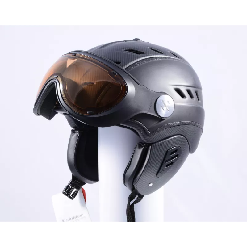 lyžiarska/snowboardová helma SLOKKER BAKKA carbon, POLARIZING visor, PHOTOCHROMATIC visor ( NOVÁ )