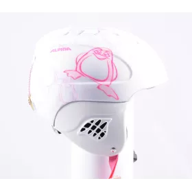 casque de ski/snowboard ALPINA CARAT HAPPY PINGUIN, White/pink, réglable ( en PARFAIT état )